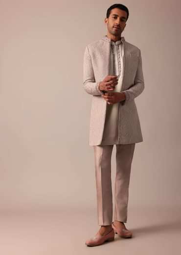 Elegant Peach Indowestern With Ombre Detailing