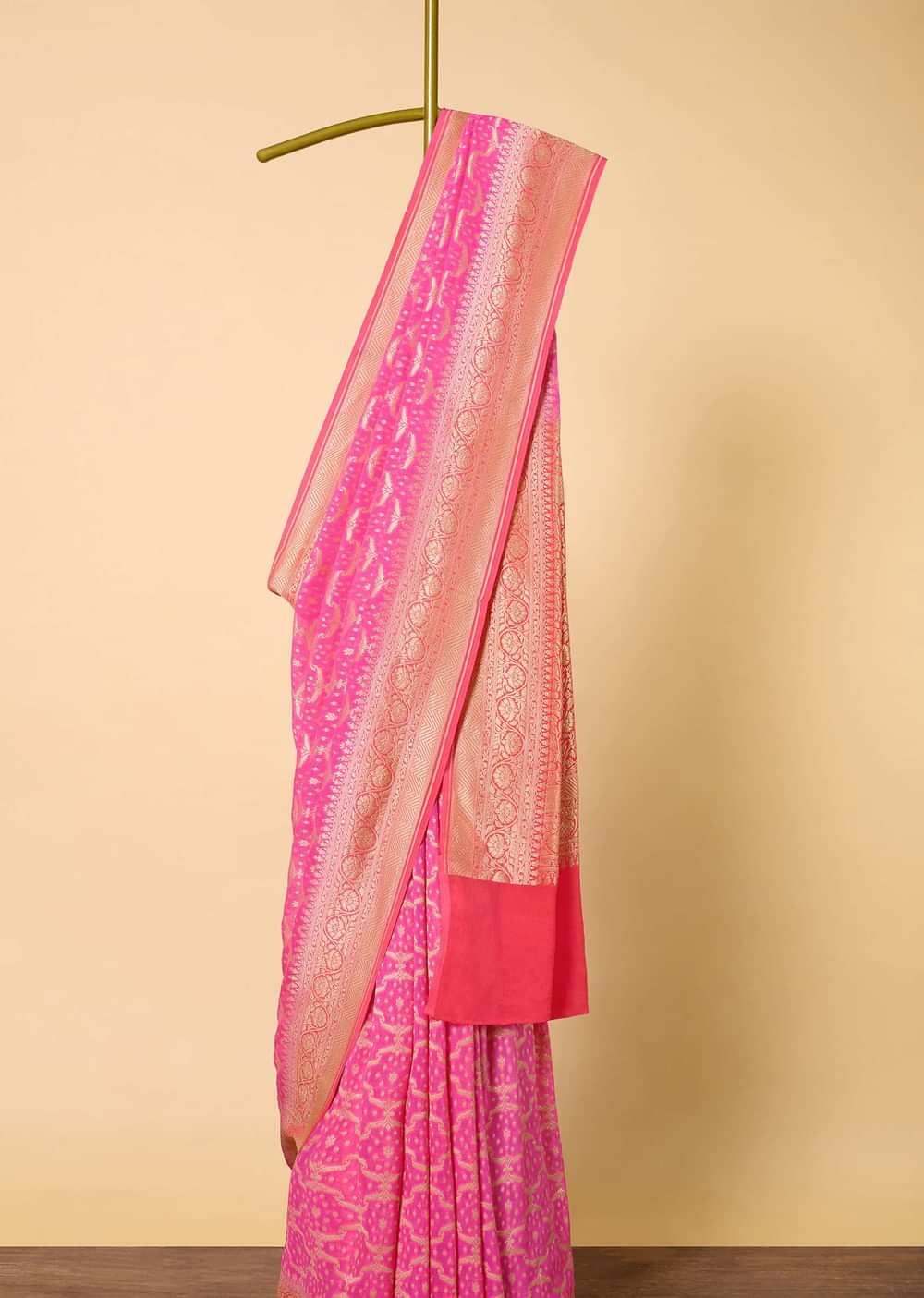 Elegant Pink Banarasi Khaddi Saree For Festive Bliss
