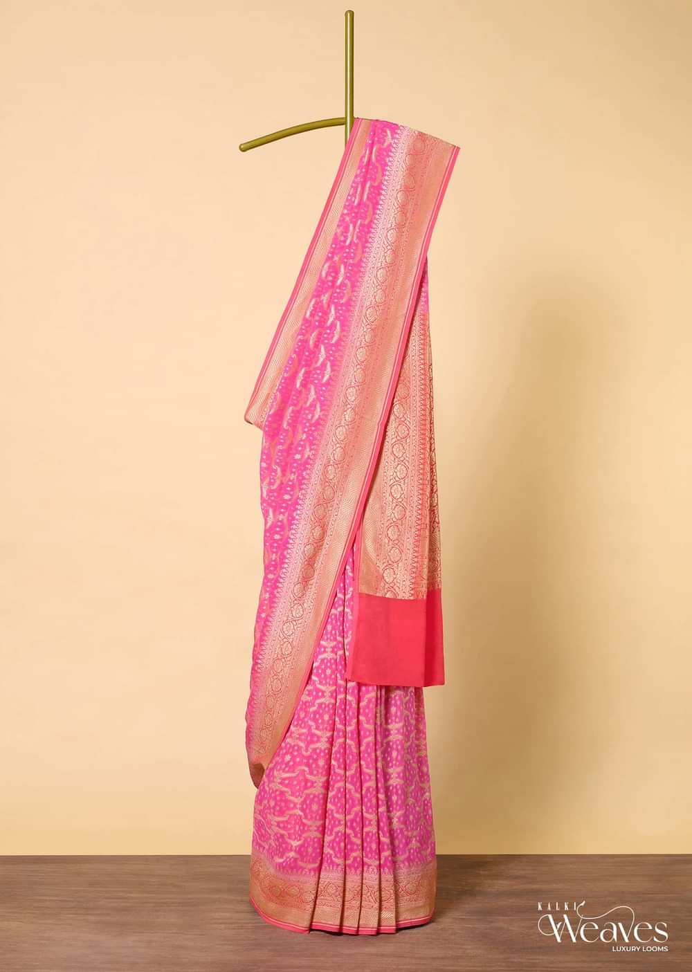 Elegant Pink Banarasi Khaddi Saree For Festive Bliss