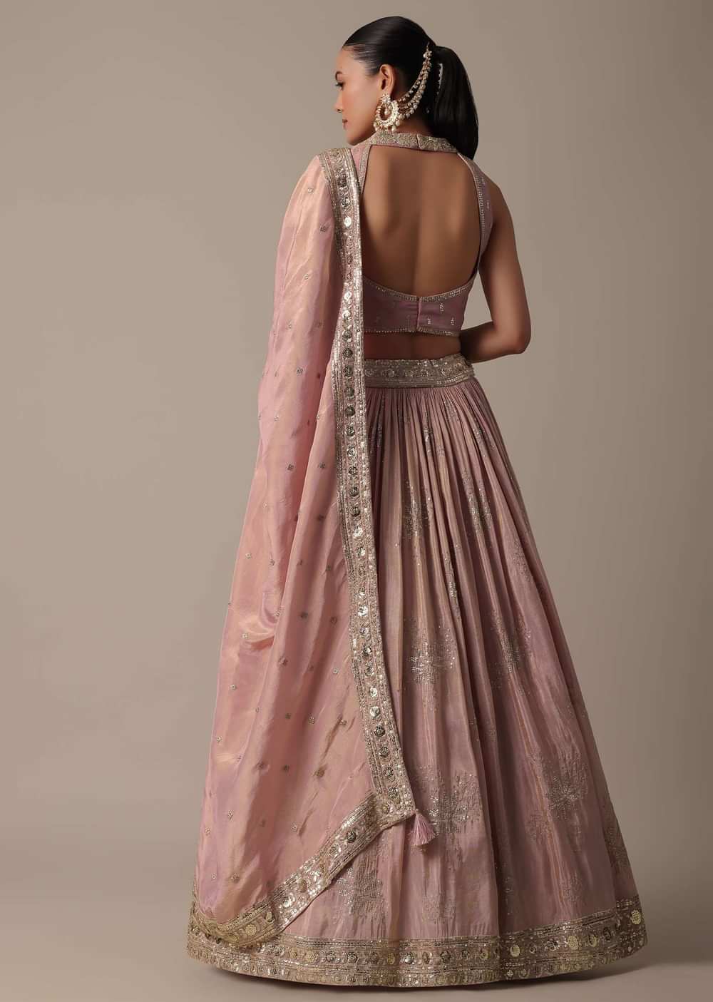 Elegant Pink Lehenga Choli Set With Intricate Embroidery