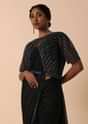 Elegant Pre Stitched Black Georgette Saree Set
