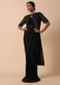 Elegant Pre Stitched Black Georgette Saree Set