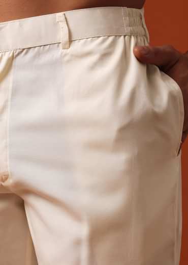 Elegant Pristine White Silk Sherwani Set With Intricate Embroidery Work