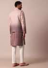 Elegant Purple Ombre Silk Jacket Kurta Set For Men