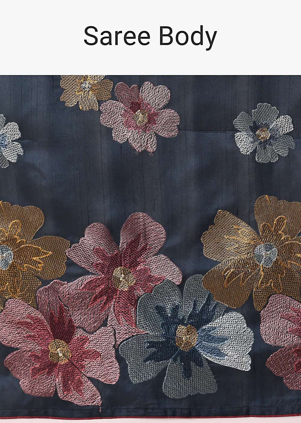 Elegant Sea Blue Saree With Resham Thread Artistry