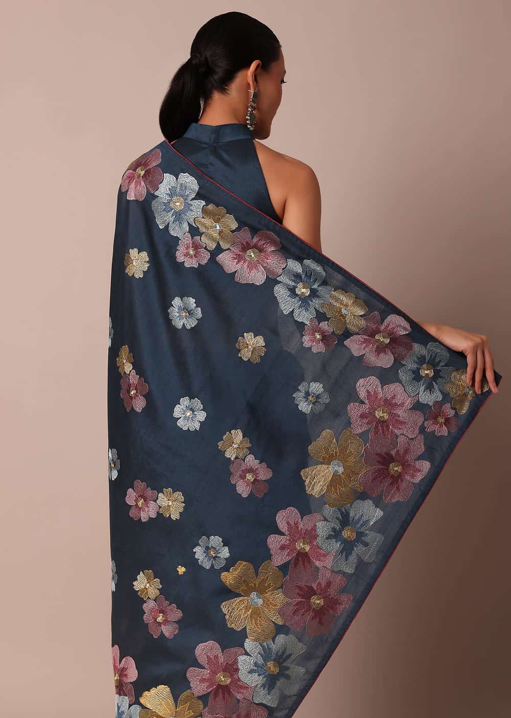 Elegant Sea Blue Saree With Resham Thread Artistry