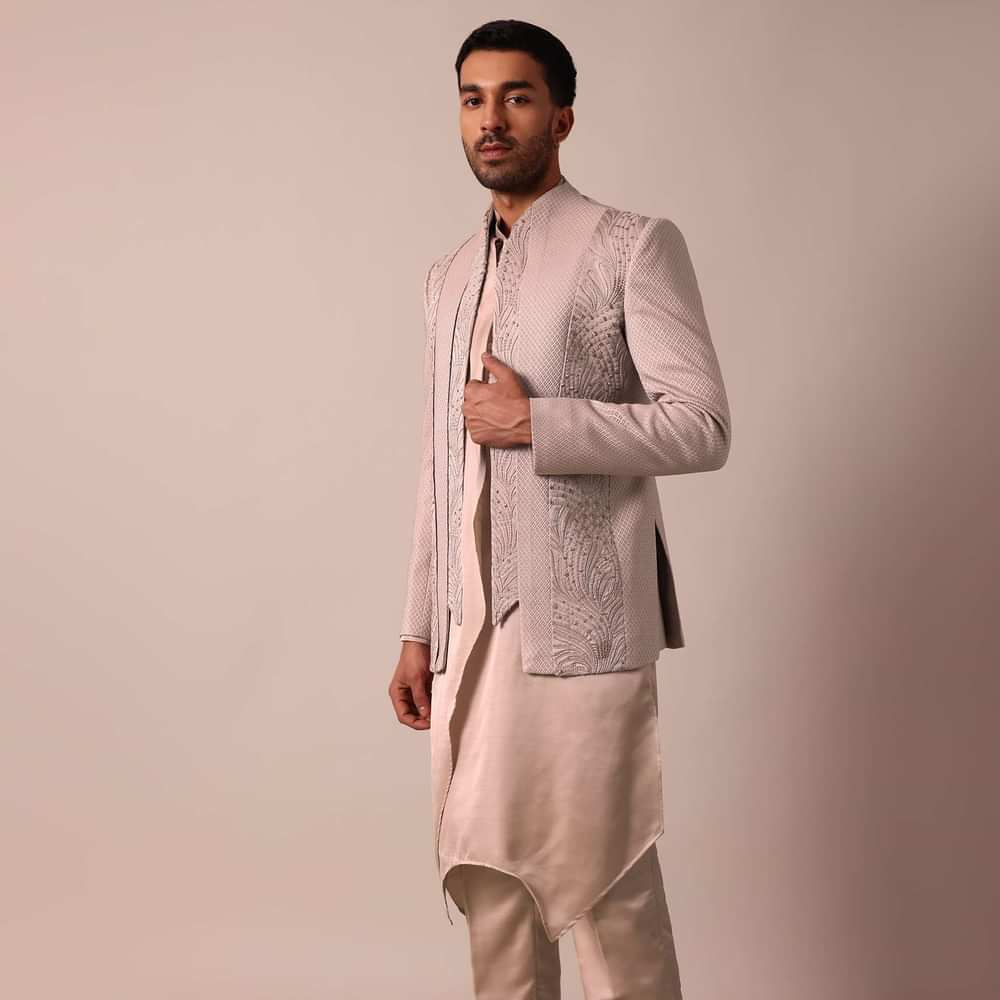 Elegant Stylish Peach Indowestern For Men