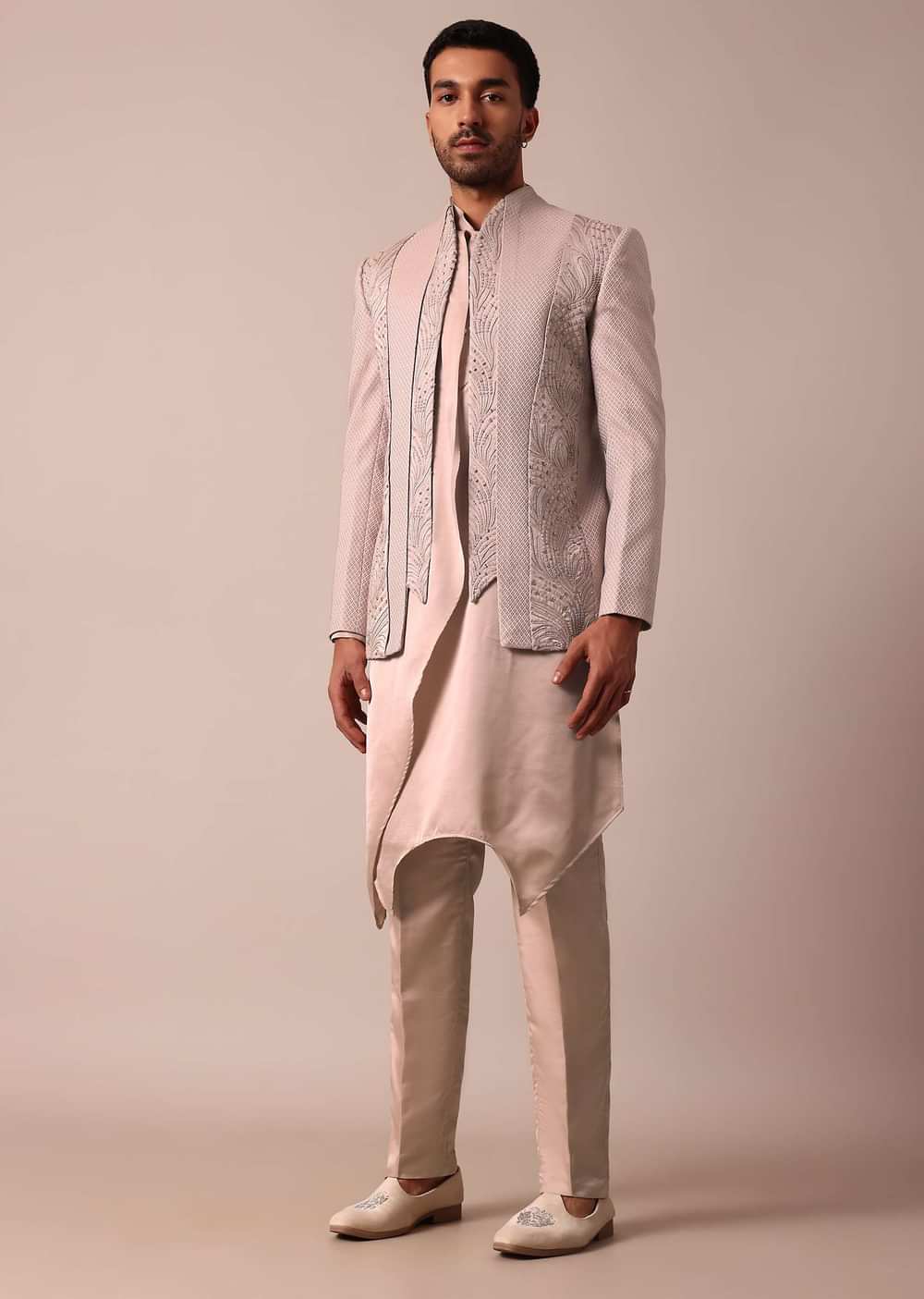 Elegant Stylish Peach Indowestern For Men