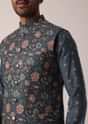 Elegant Teal Festive Jacket Kurta Set For Men
