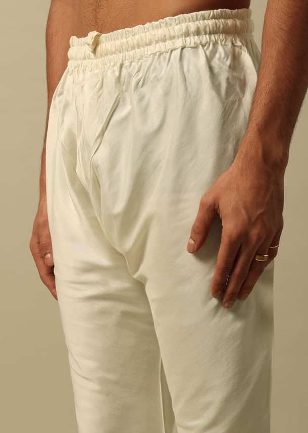 Elegant White Raw Silk Sherwani