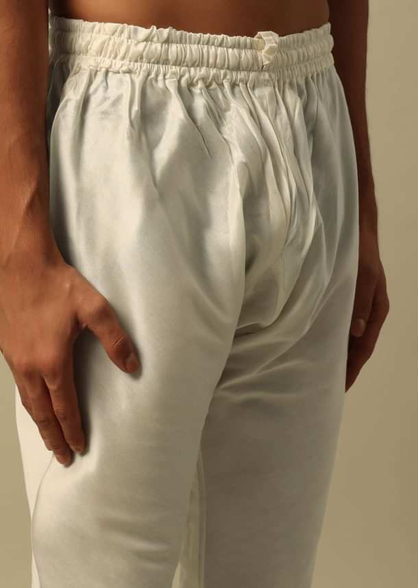 Classic White Raw Silk Sherwani