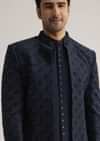 Prussian Blue Sherwani Set With Stone Work Detailing