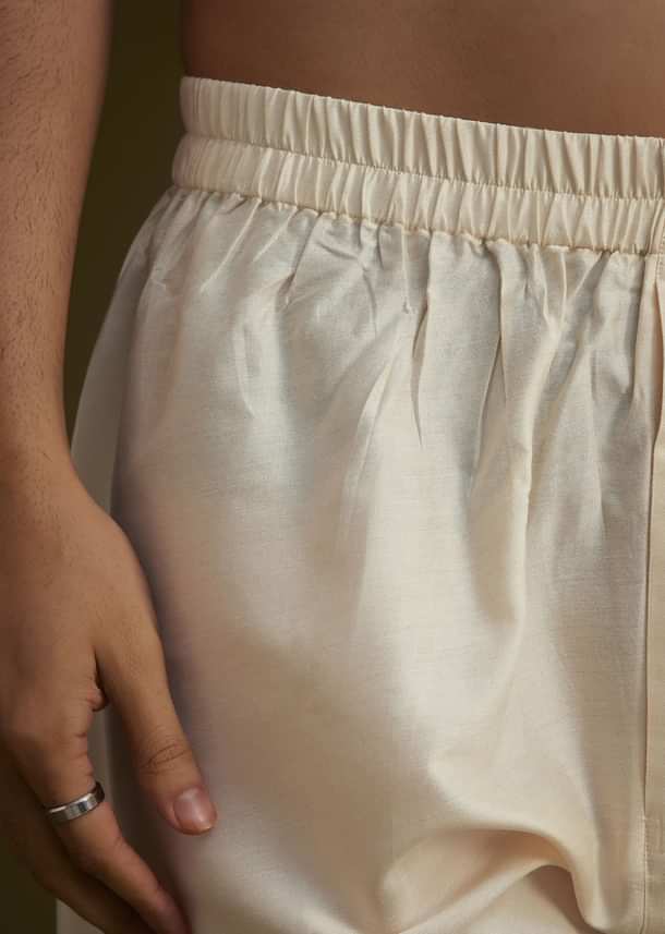 Light Peach Silk Sherwani Set With Dori Pearl And Stone Embroidery Light Peach Silk Sherwani Set With Dori Pearl And Stone Embroidery