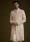 Light Peach Silk Sherwani Set With Dori Pearl And Stone Embroidery