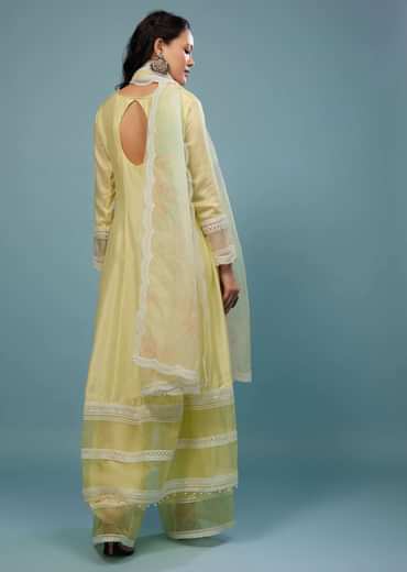Daffodils Yellow Palazzo Suit In Viscose Silk