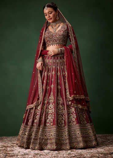 Embellished Bridal Lehenga Heavy Work Set with Two Dupattas
