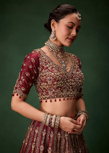 Embellished Bridal Lehenga Heavy Work Set with Two Dupattas