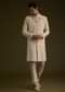 Fawn Silk Sherwani Set With Zardosi Embroidery
