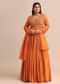 Embroidery Burnt Orange Anarkali Suit With Banarasi Organza Dupatta