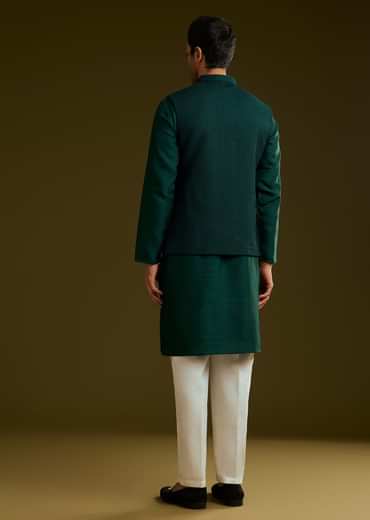 Emerald Green Rayon Kurta Jacket Set