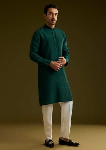 Emerald Green Rayon Kurta Jacket Set