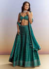 Emerald Green Satin Bridesmaid Lehenga With Stone Work