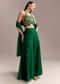 Emerald Green Silk Crop Top And Palazzo Set With Zari Work