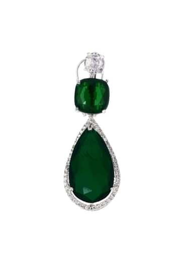 Emerald Diamond Necklace With Earrings