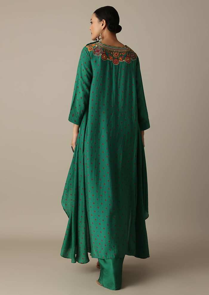 Emerald Green Bandhani Print Dhoti Set