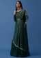 Emerald Green Embroidered Anarkali And Multiway Draped Dupatta Set In Georgette