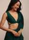 Emerald Green Sleeveless Blouse In Raw Silk With Strappy Back Hook
