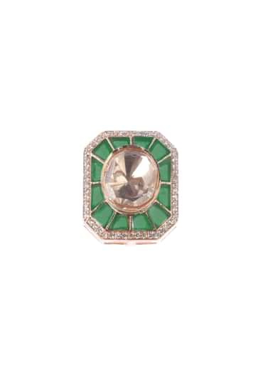 Emerald Stone Earrings And Polki Choker Set With In Mix Metal