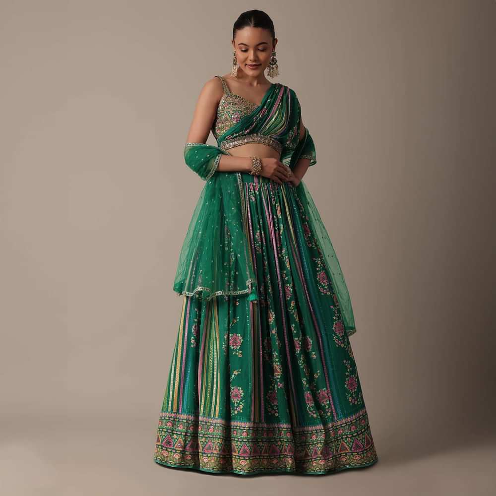 Enchanting Green Lehenga Set With Bead Embellishments