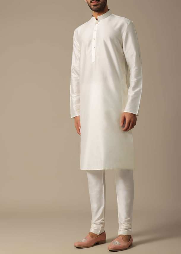 Exquisite White Silk Sherwani Set