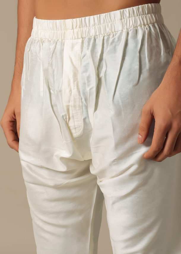 Exquisite White Silk Sherwani Set