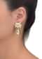 Fancy Floral Stud Earrings With Dangling Inset Kundan Online - Kalki Fashion