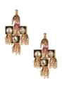 Fancy Gold Plated Geometric Shaped Earrings With Four Nano Jhumkas Online - Kalki Fashion