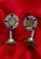 Fancy oxidized earrings with navy blue bead and jhumkas drops only on kalki