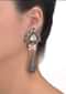 Fancy Triangle Stud Earrings With Dangling Drop Studded With Kundan, Stones And Bugle Beads Online - Kalki Fashion