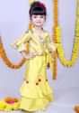 Featuring Green Yellow Layered Palazzo Set With Printed Blouse Online - Kalki Fashion
