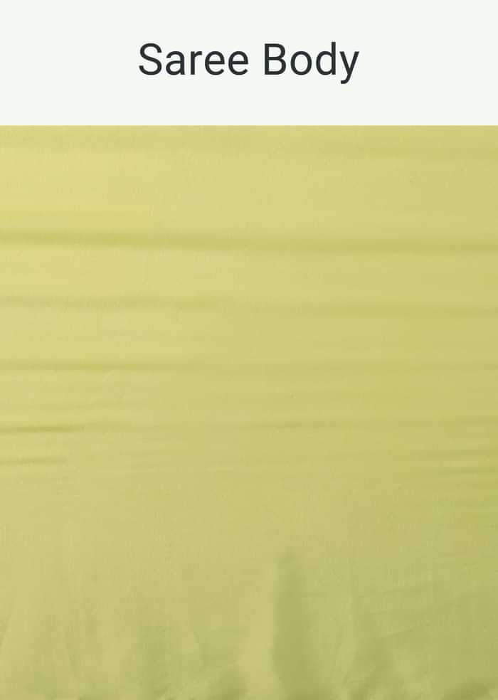 Fern Green Crepe Saree With Organza Frilled Blouse