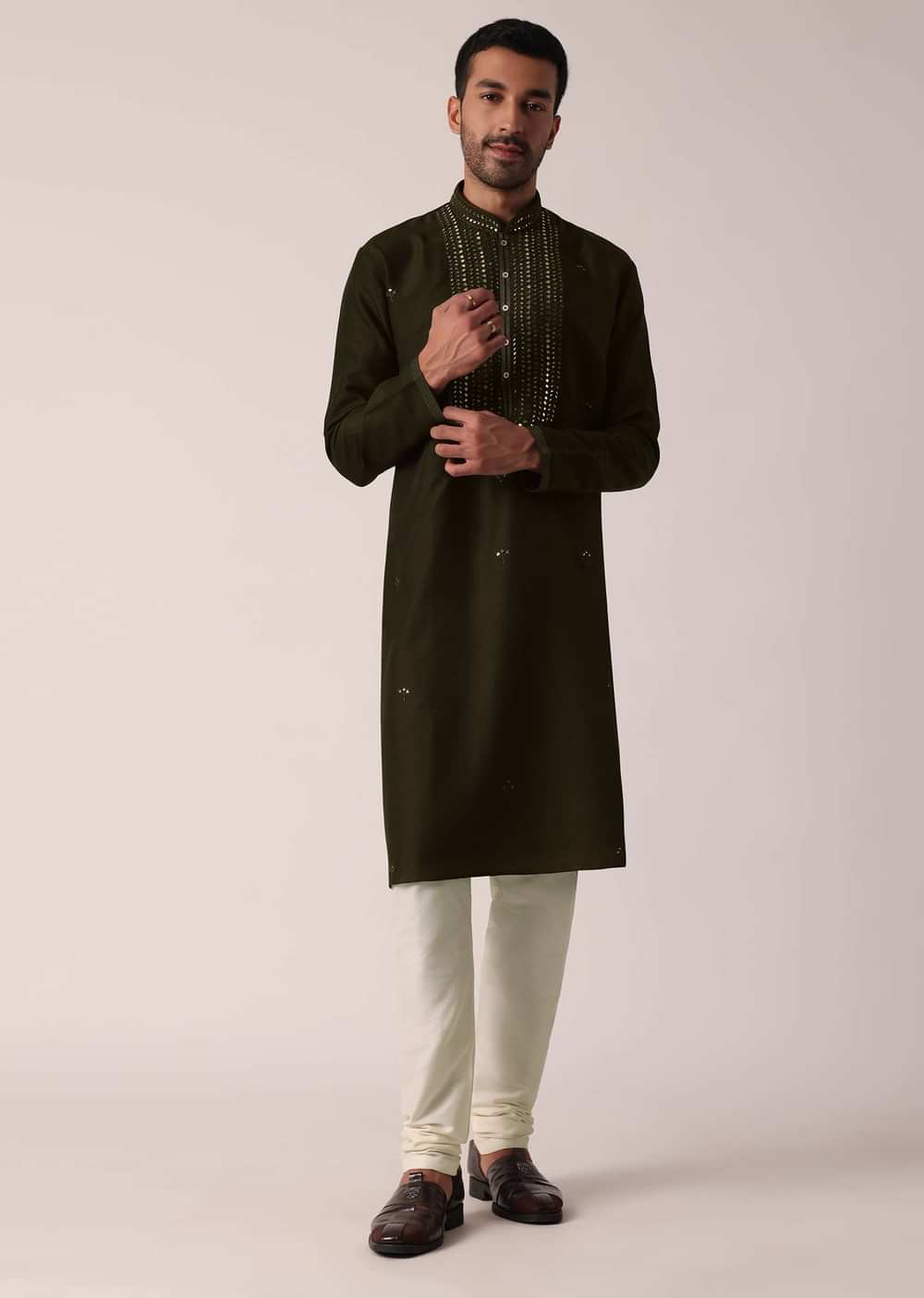 Festive Green Kurta Set For Men