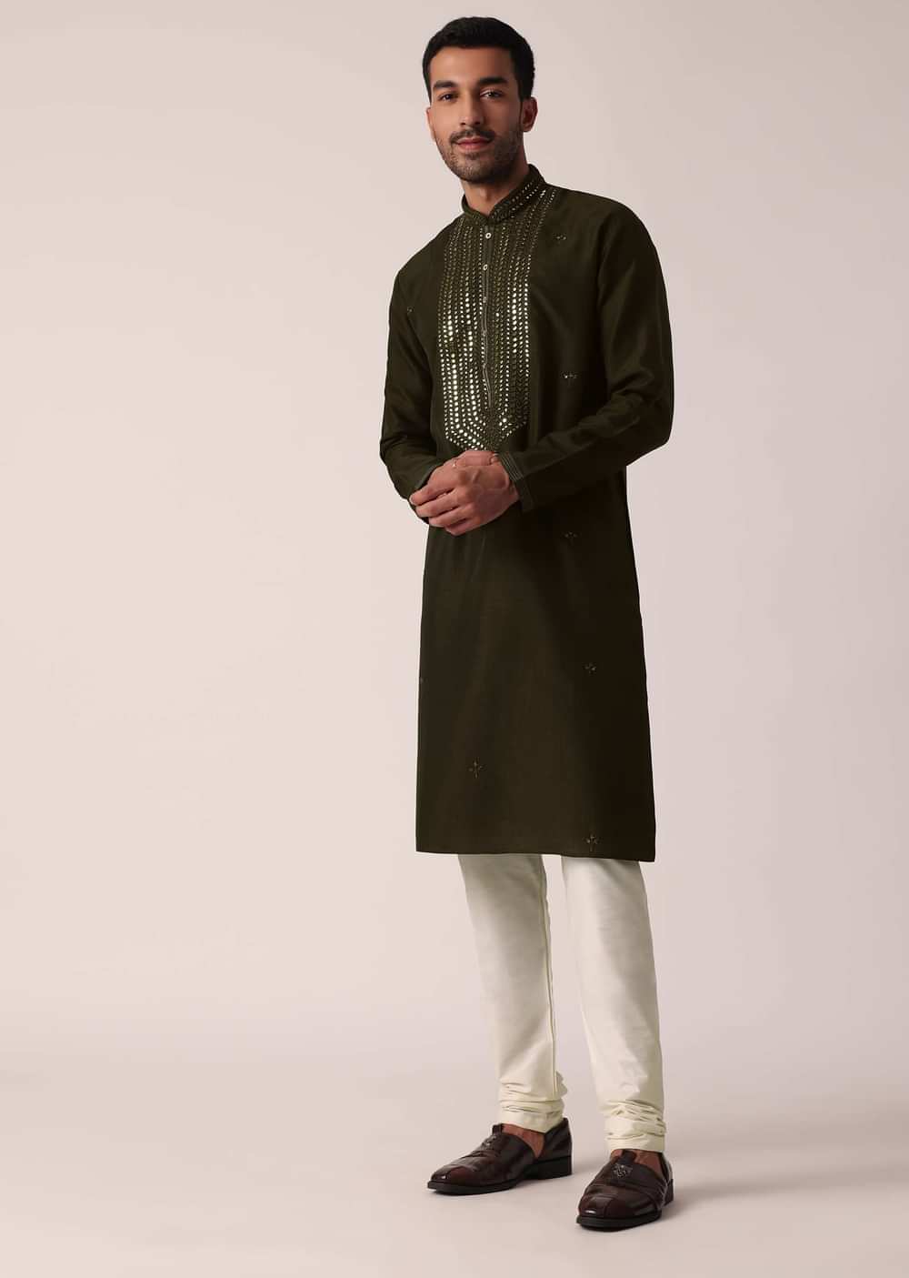 Festive Green Kurta Set For Men
