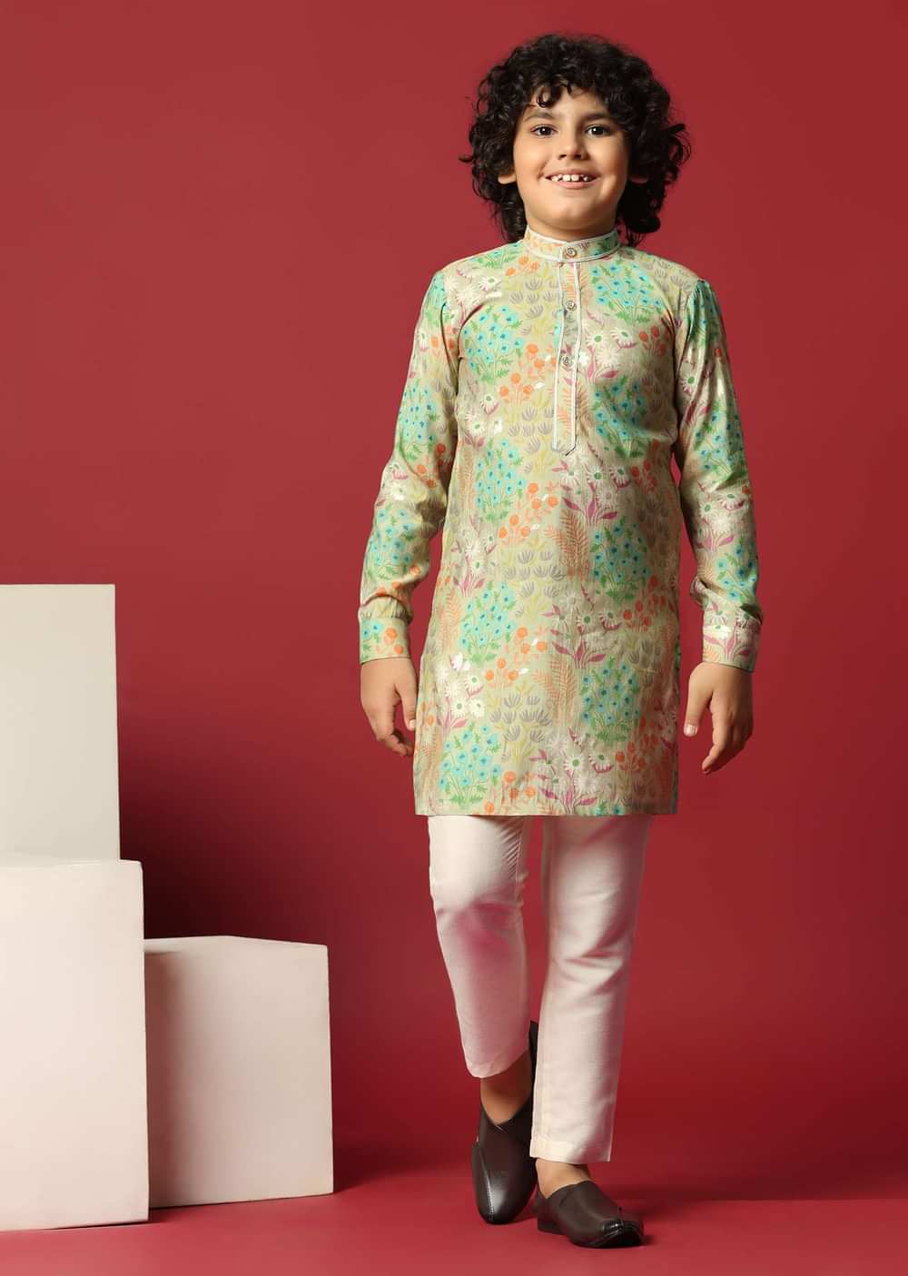 Festive Multi-Color Kurta Set For Boys