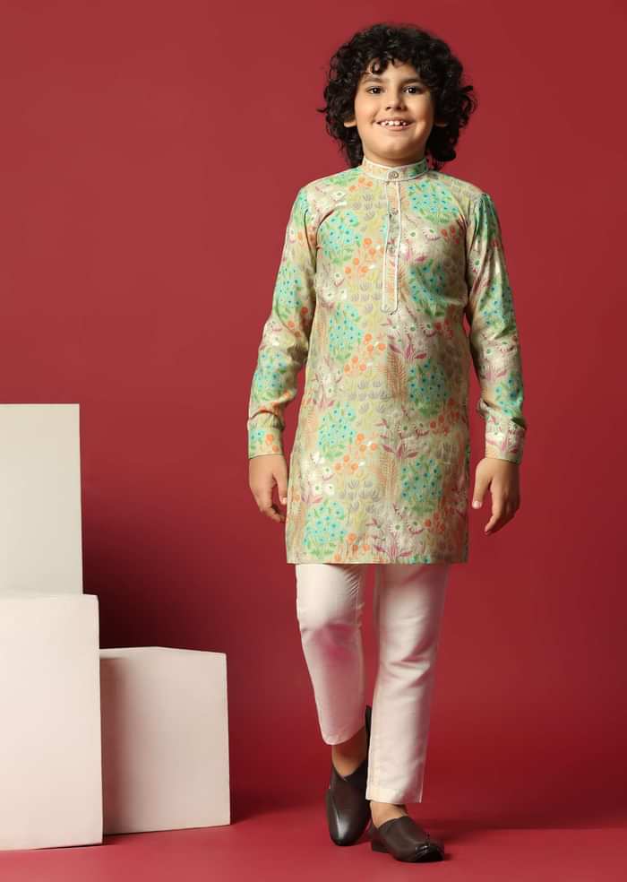 Festive Multi-Color Kurta Set For Boys