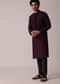 Festive Purple Silk Kurta Set For Men
