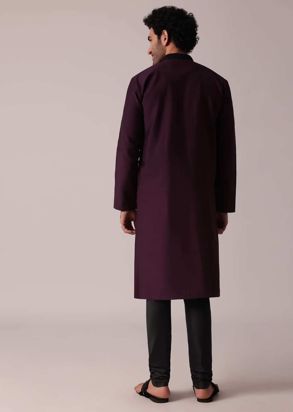 Festive Purple Silk Kurta Set For Men