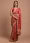 Fiery Red Saree In Cotton With Bandhani All Over And Woven Zari Checks