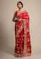 Fiery Red Saree In Georgette With Resham Embroidered Floral Jaal Online - Kalki Fashion