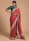 Fiery Red Saree In Georgette With Woven Checks And Bandhani Along With Gotta Patti Border Online - Kalki Fashion